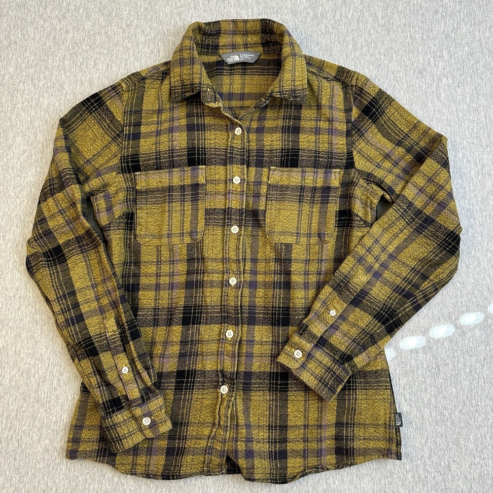 The North Face Womens Shirt - Sz Small - Plaid Button Down Hiking Outdoor Yellow